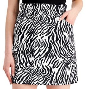 bar III Zebra-Print Paperbag Mini Skirt- Zoe Zebra Size 10